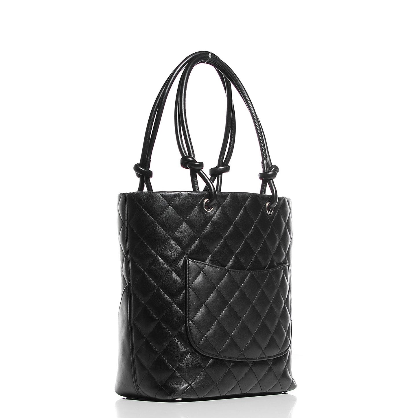 Calfskin Quilted Medium Cambon Tote Black White
