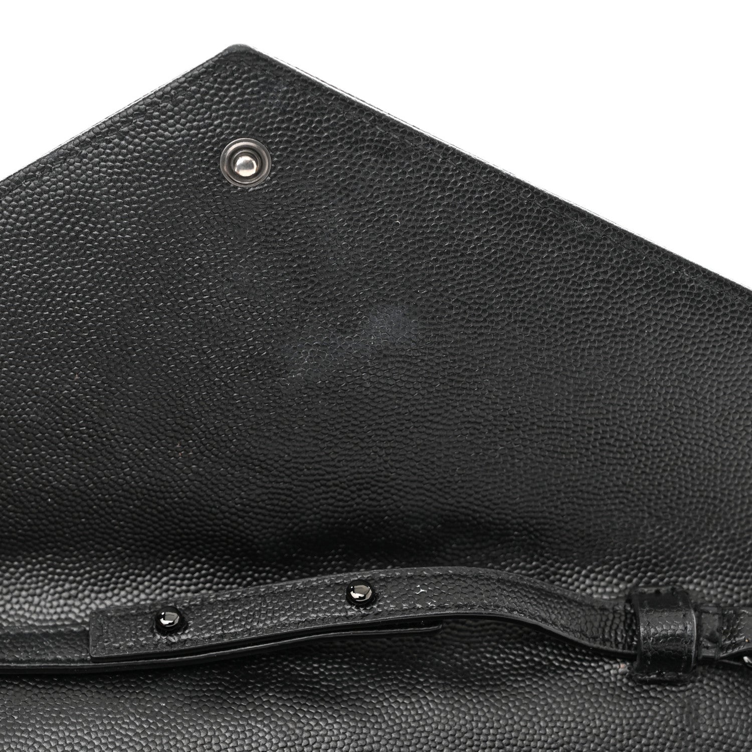 Saint Laurent Grain De Poudre Matelasse Chevron Monogram Monochrome Chain Wallet Black 10 of 11