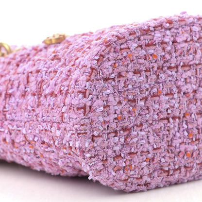 Chanel Tweed Enamel Quilted Pending CC Bucket Drawstring Bag Light Purple Pink Red 9 of 10