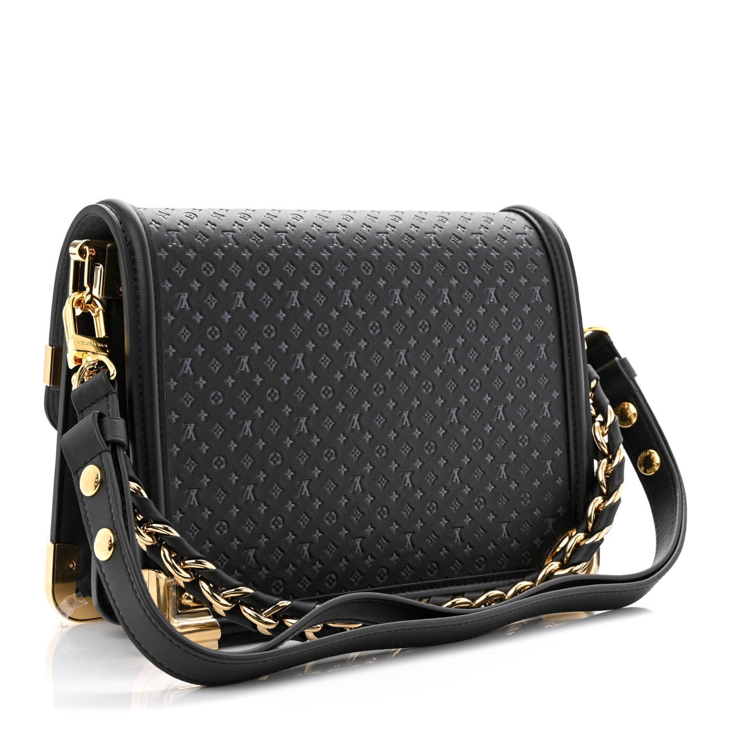 Calfskin Nanogram Embossed Dauphine MM Black
