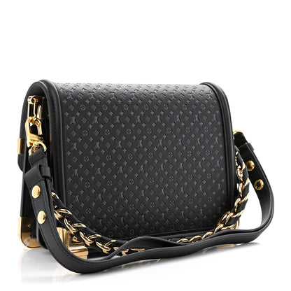 Louis Vuitton Calfskin Nanogram Embossed Dauphine MM Black 3 of 9
