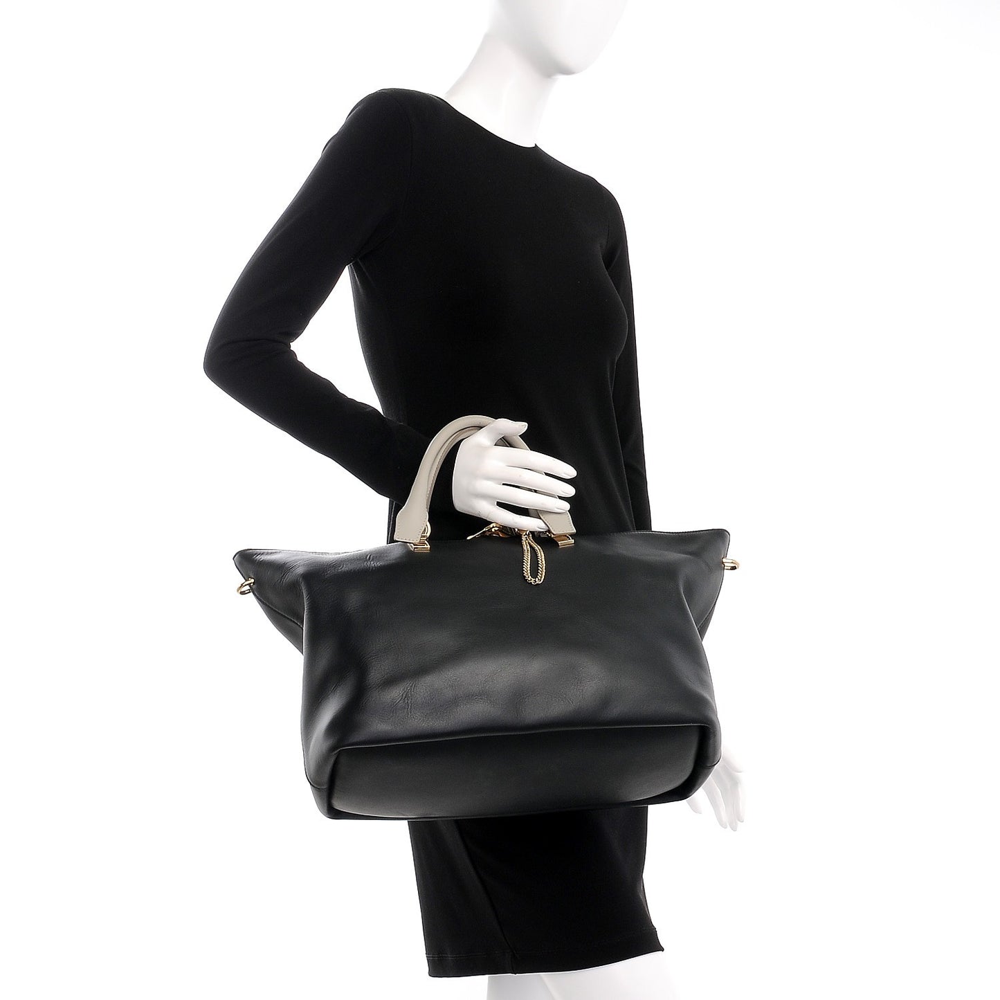 Smooth Calfskin Large Baylee Tote Black