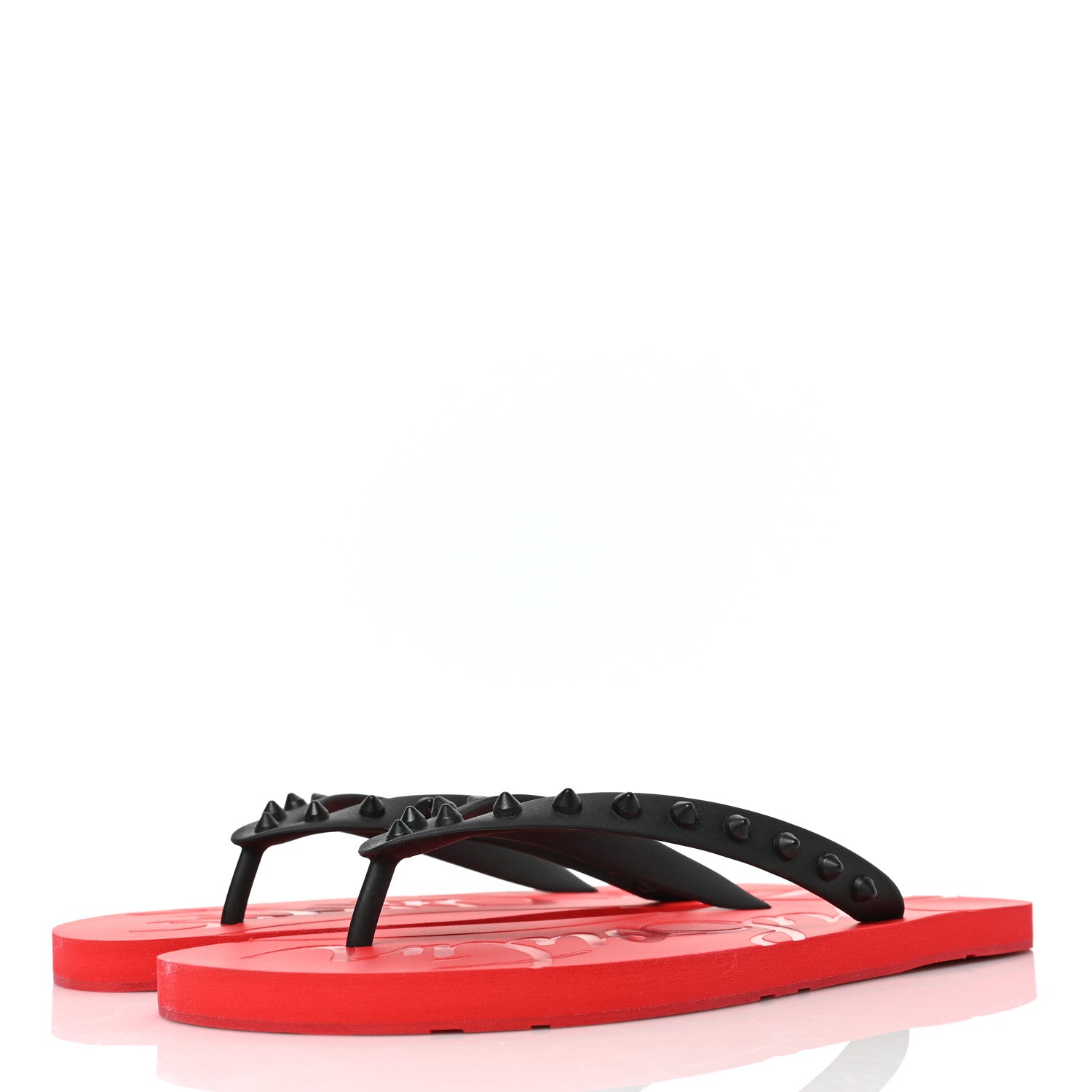 Christian Louboutin Rubber Spike Loubi Donna Flip Flop 41 Black Red 3 of 7