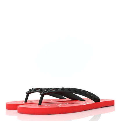 Christian Louboutin Rubber Spike Loubi Donna Flip Flop 41 Black Red 3 of 7