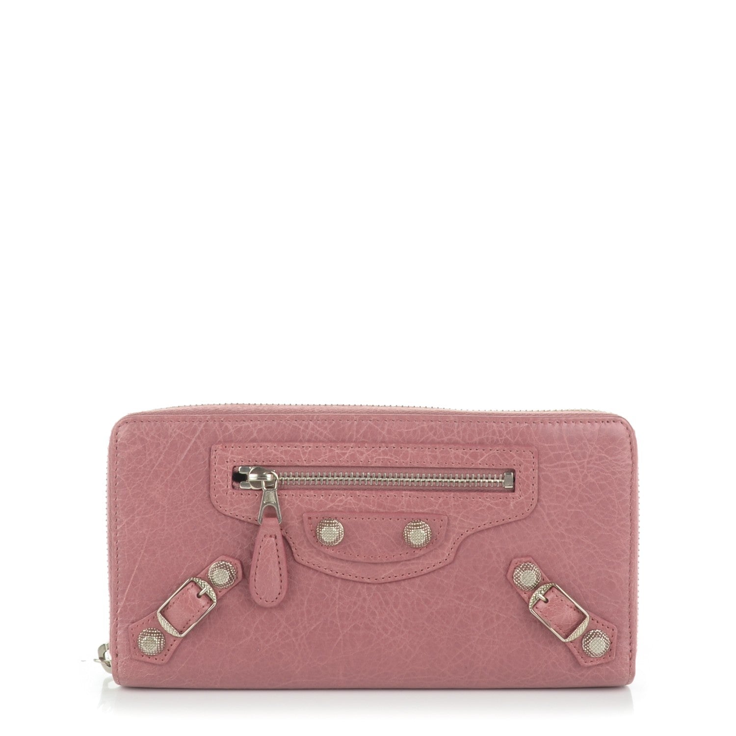 Balenciaga Agneau Giant 12 Silver Hardware Continental Zip Around Wallet Rose Bruyere 1 of 7