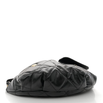 Chanel Shiny Aged Calfskin Quilted CC Pockets Jacket Waist Belt Bag Black 4 of 10