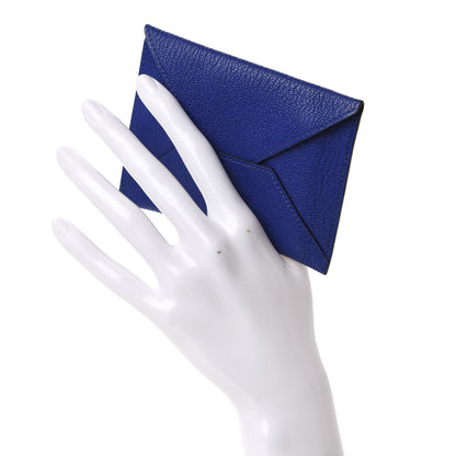 Hermes Chevre Mysore Envelope Wallet Bleu Electrique 2 of 8