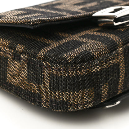 Fendi Recycled Fabric Jacquard Vitello Grace FF 1974 Nano Baguette Charm Tobacco Moro Black 8 of 10