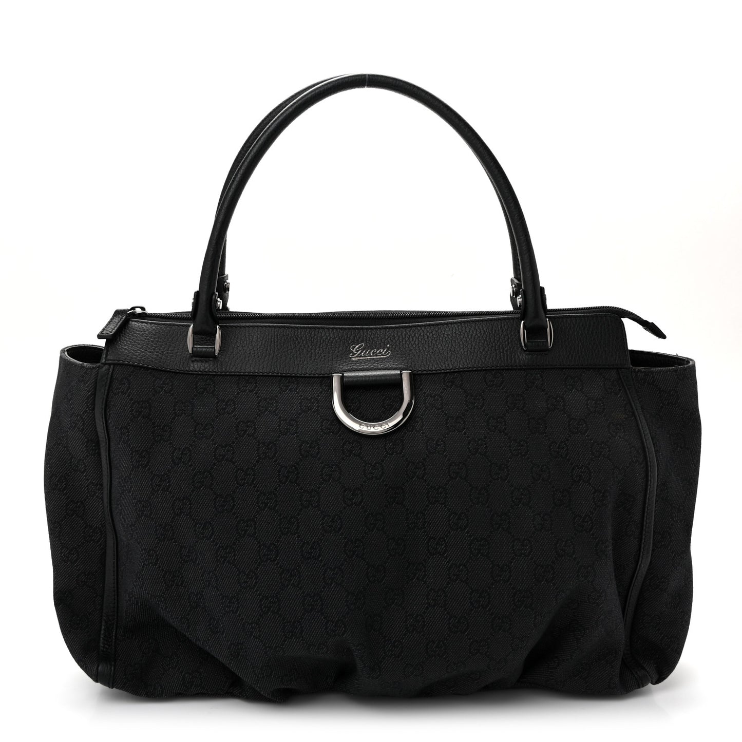 Denim Monogram Large D Ring Tote Black