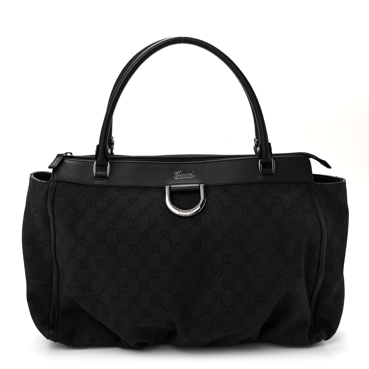 Gucci Denim Monogram Large D Ring Tote Black 1 of 9
