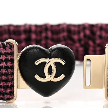 Chanel Tweed Calfskin CC Heart Belt 85 34 Black Pink 4 of 5