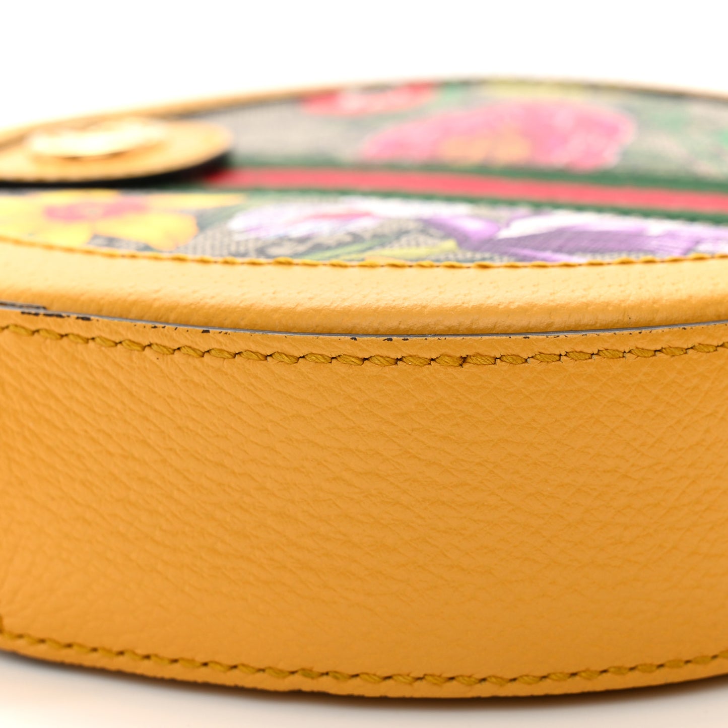 GG Supreme Monogram Flora Web Mini Ophidia Round Shoulder Bag Beige Multicolor Crop
