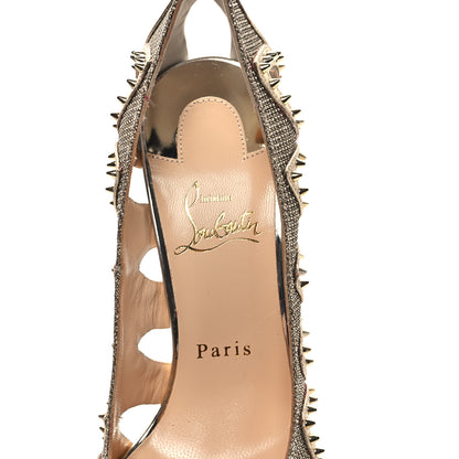 Christian Louboutin Glitter Silk Nappa Spiked Circus City 120 Pumps 38 Gold 7 of 9