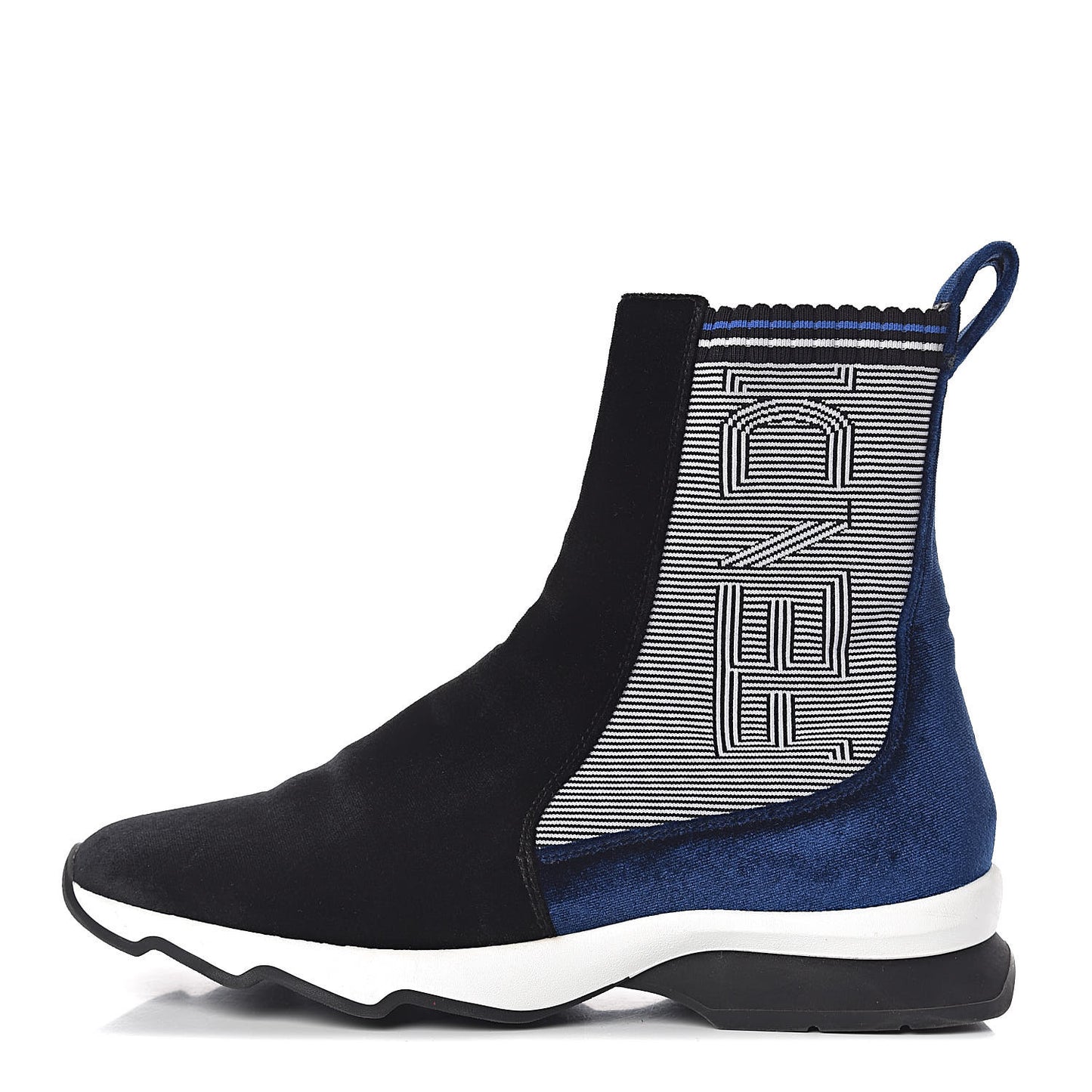 Velvet Stretch Logo High Top Sneakers 39 Black Blue