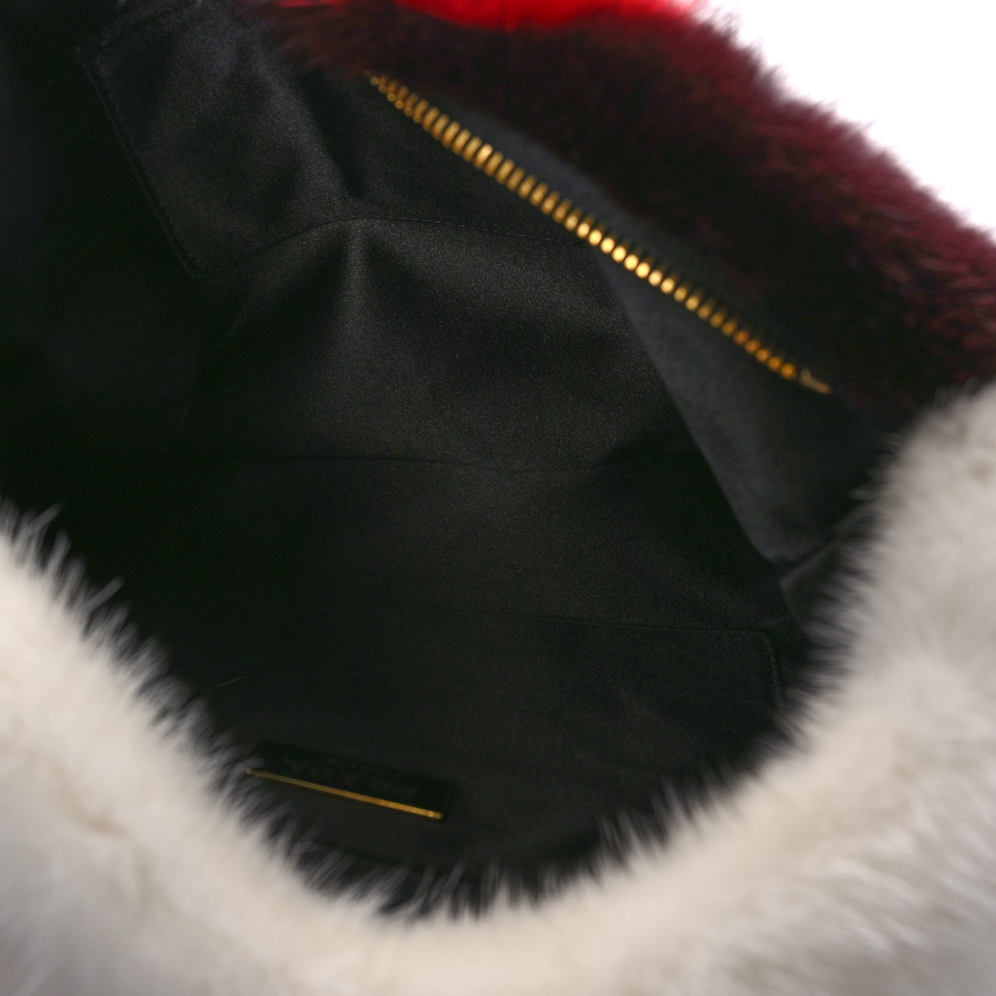 Mink Fur Face Clutch White Multicolor