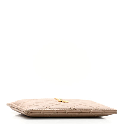 Saint Laurent Lambskin Quilted Gaby Card Case Dark Beige 4 of 12