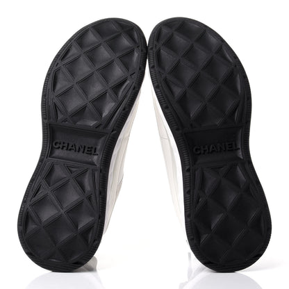 Chanel Velvet Calfskin Mixed Fibers CC Sneakers 37.5 Ivory Black 7 of 11