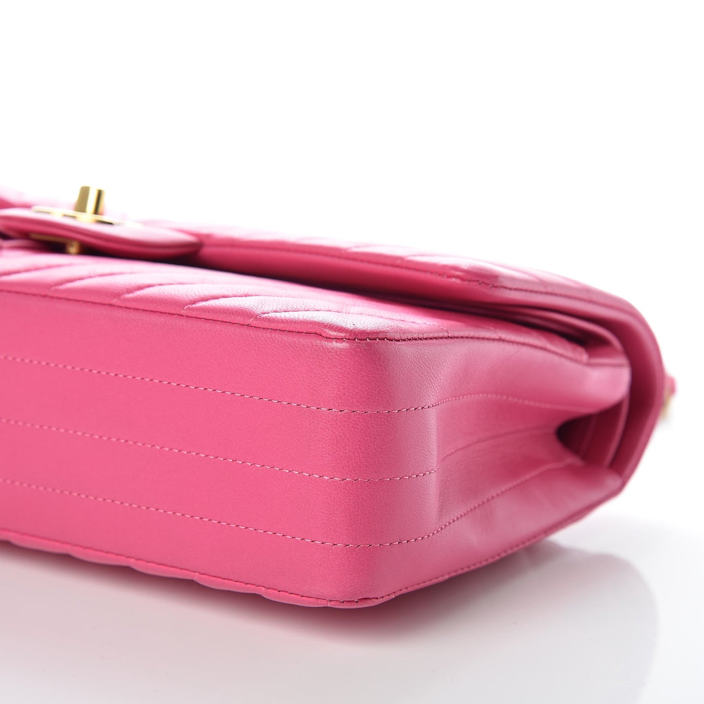 Lambskin Chevron Quilted Medium Double Flap Pink