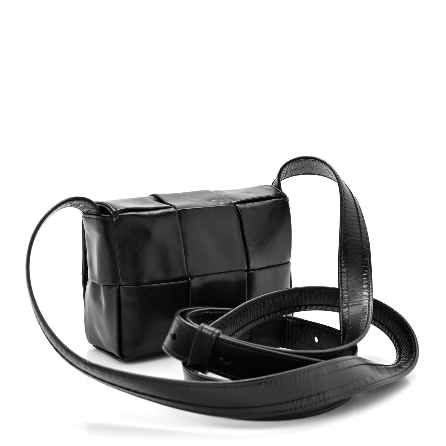 Paper Calfskin Maxi Intreccio Extra Mini Cassette Crossbody Bag Black