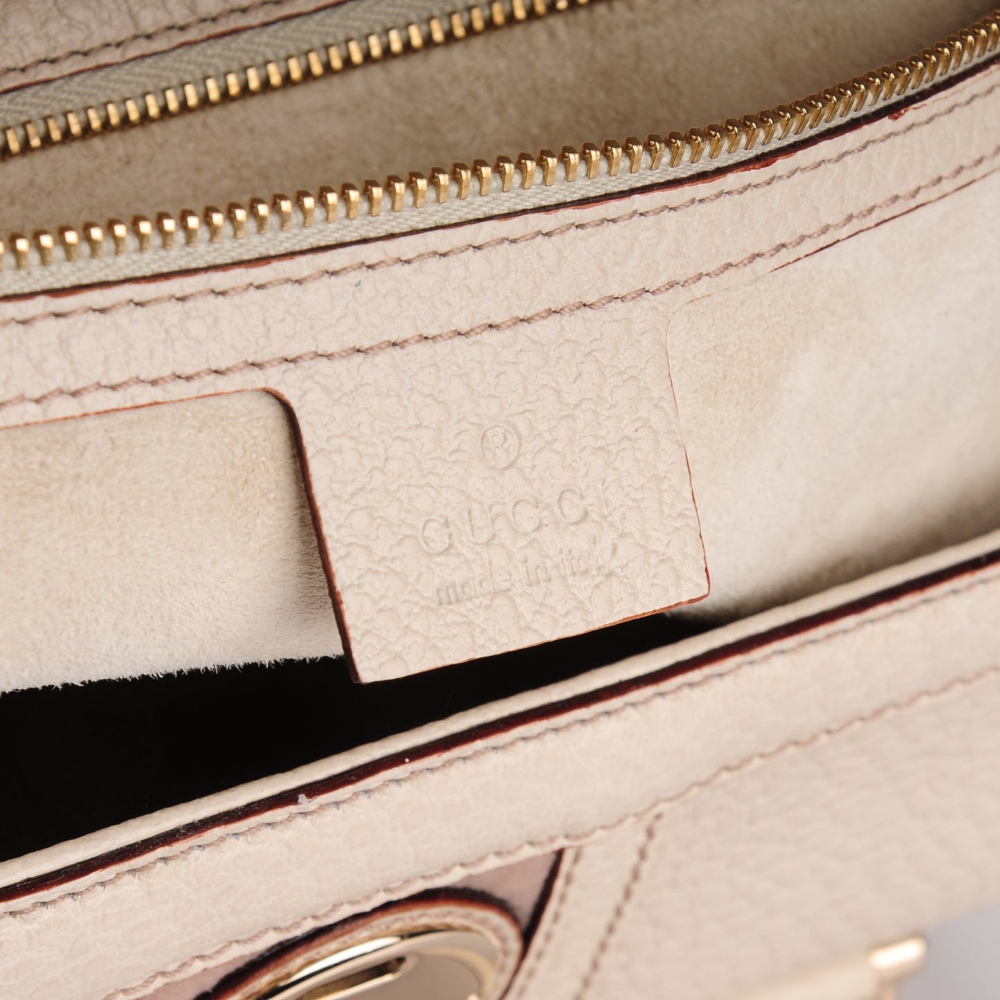 Textured Calfskin Large Treasure Boston Tote Ivory