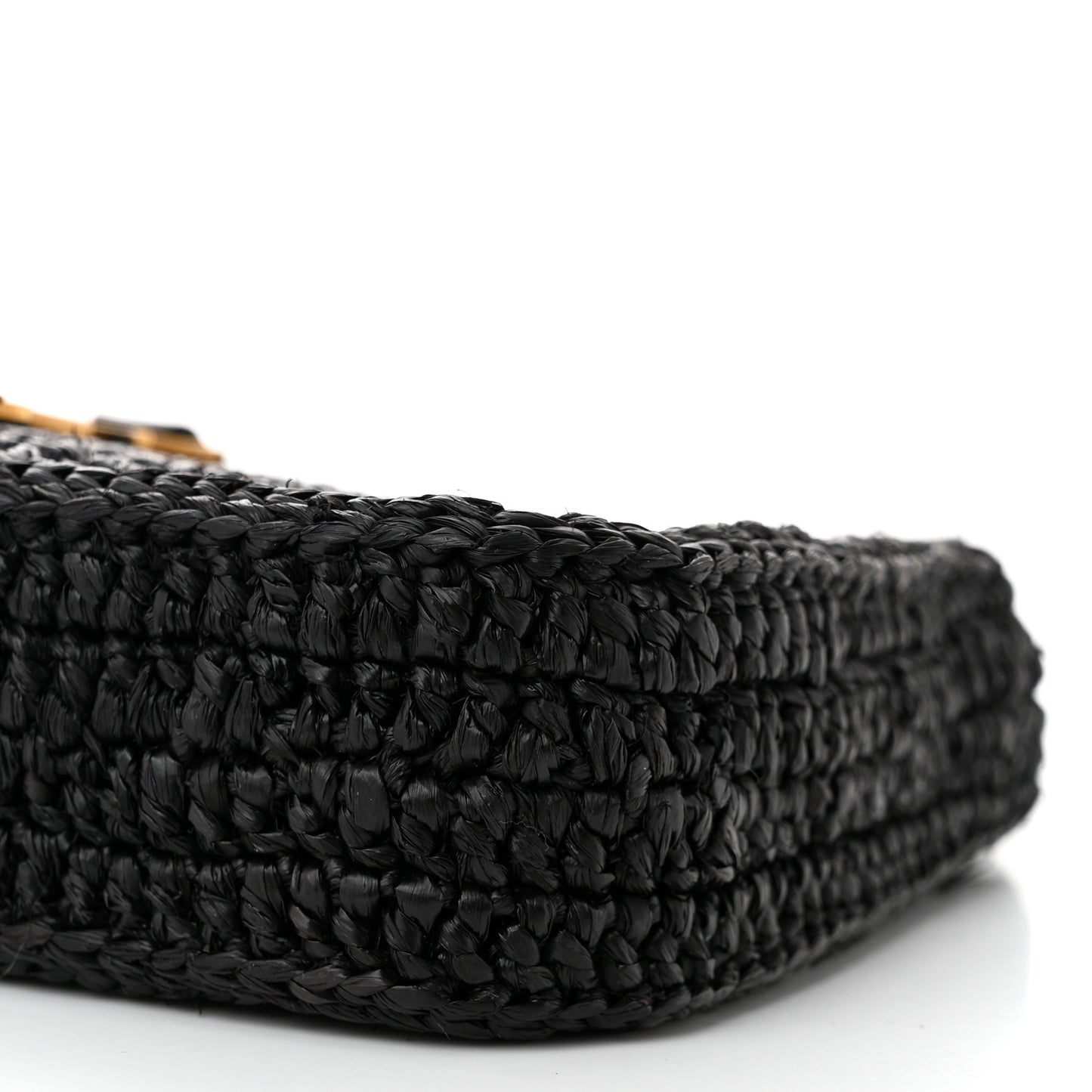 Raffia Calfskin Le 5 A 7 Mini Hobo Black