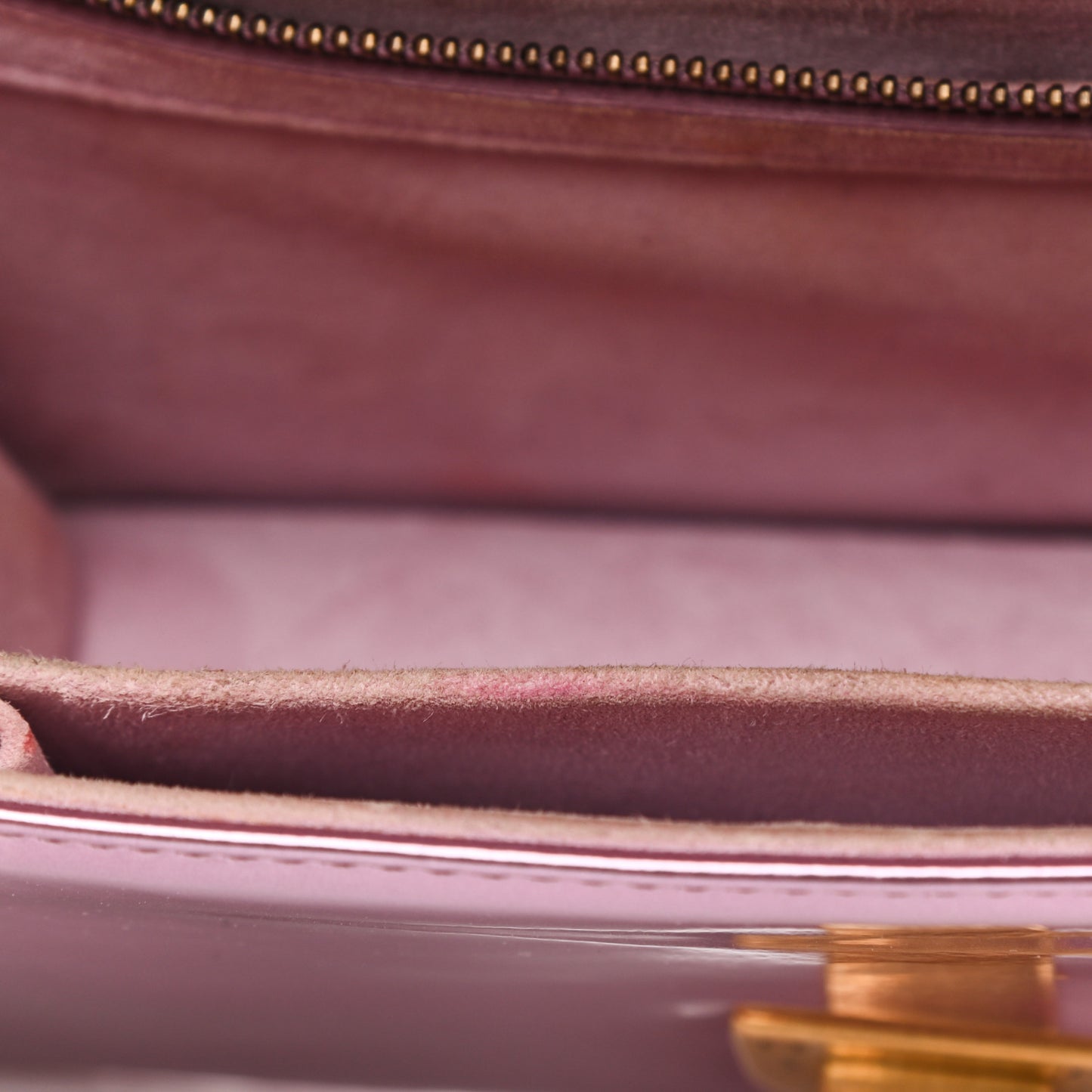 Metallic Patent Studded Small Diorama Flap Bag Pink
