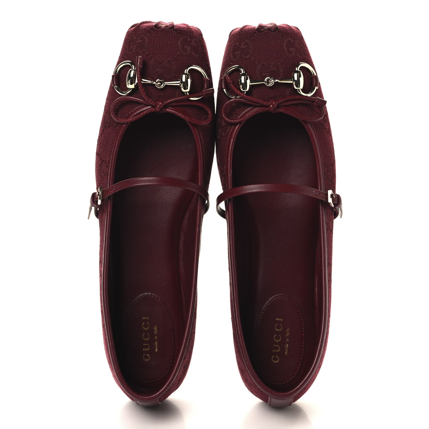 GG Monogram Horsebit Ballet Flats 38.5 Rosso Ancora
