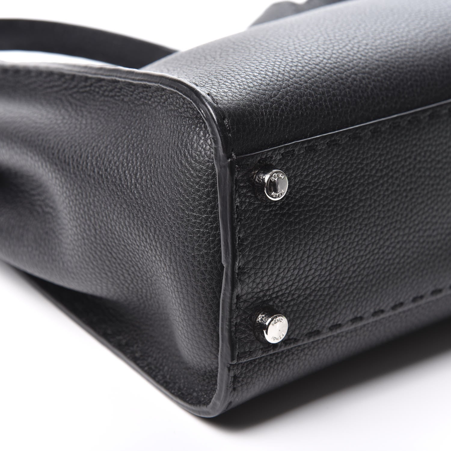 Fendi Cuoio Romano Selleria Bi-Color Medium Peekaboo Iconic Satchel Black Mou 6 of 10