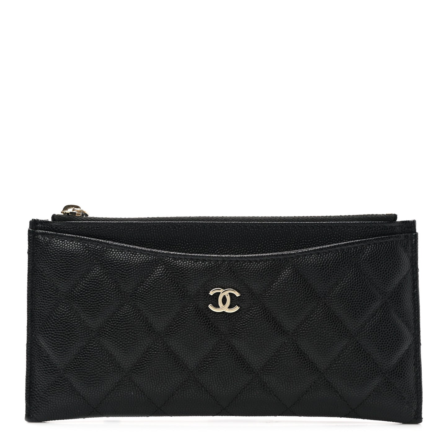 Caviar Quilted Classic Zip Pouch Black