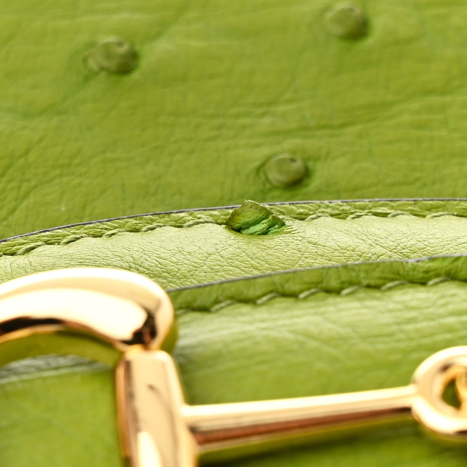 Gucci Ostrich Medium Horsebit 1955 Shoulder Bag Lemon Grass 13 of 13