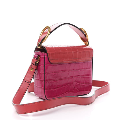 Chloe Calfskin Crocodile Embossed Mini C Double Carry Graphic Pink 2 of 7