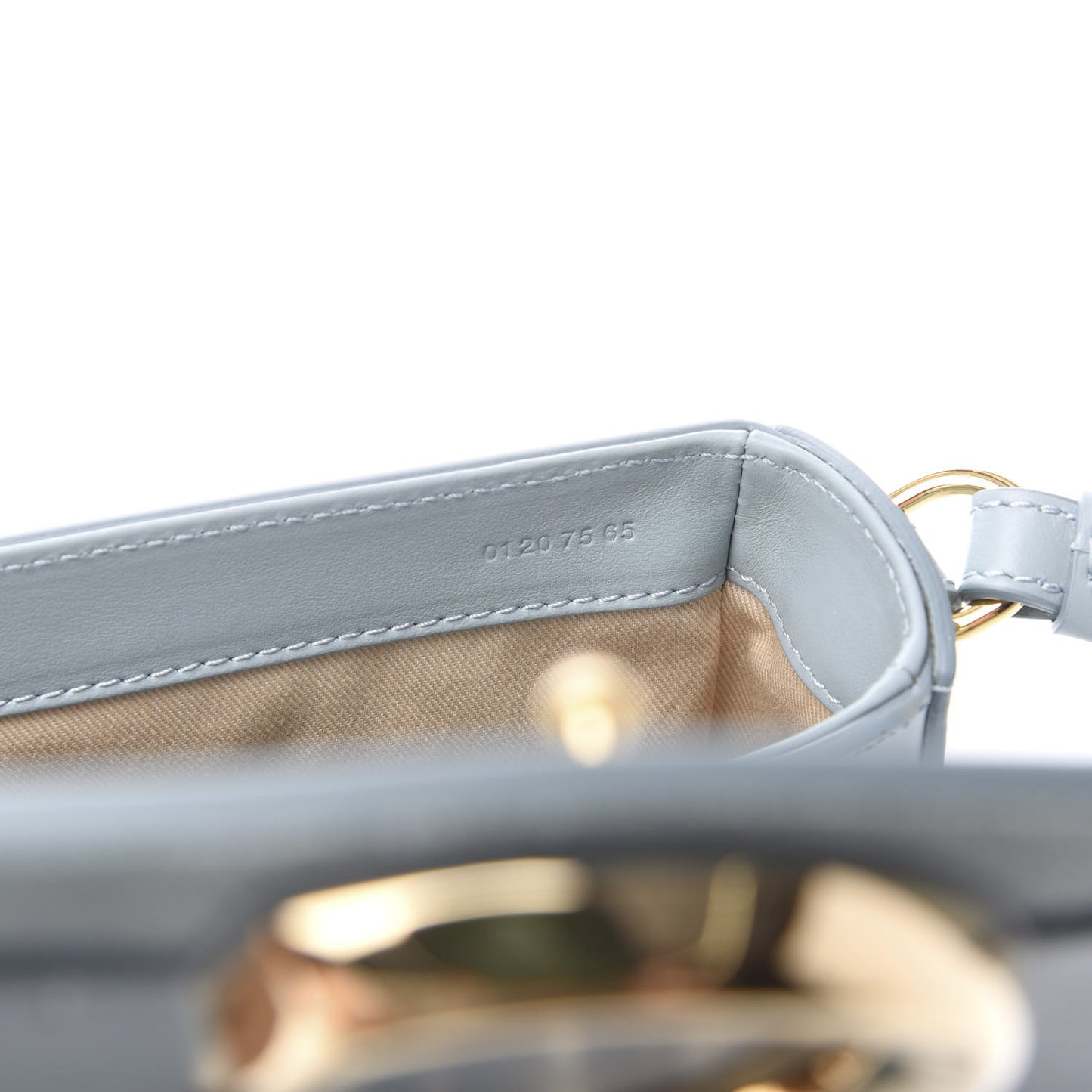 Shiny Calfskin Suede Mini C Double Carry Cloudy Blue
