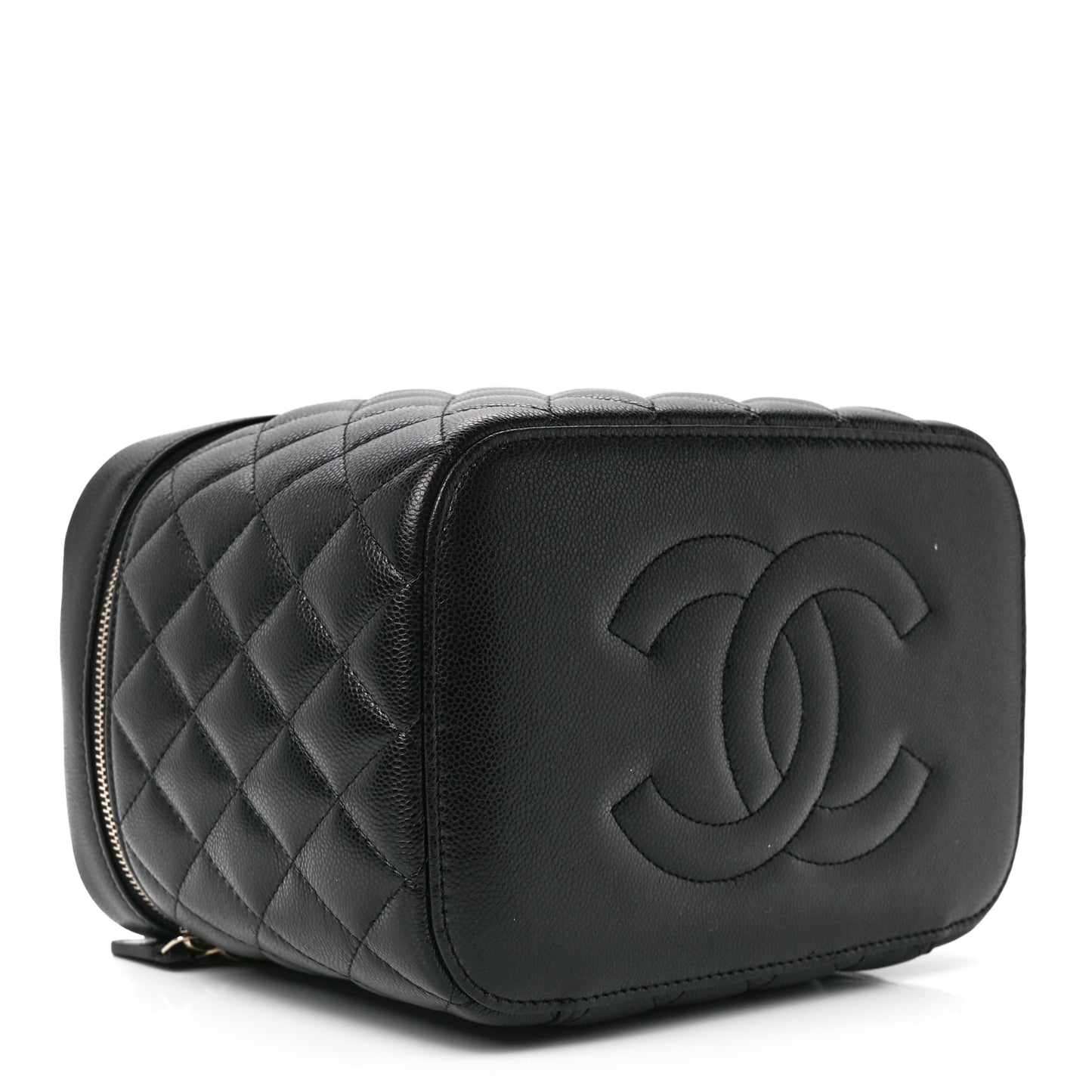 Caviar Quilted Large Vanity Pouch Black