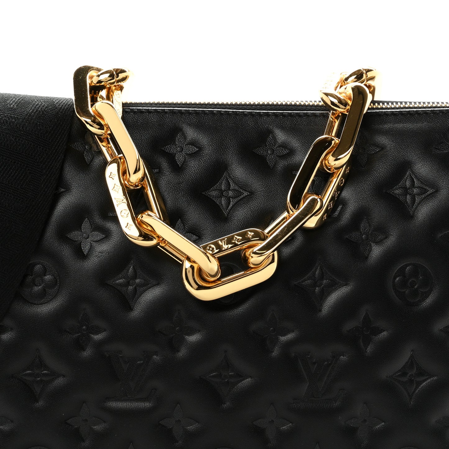 Lambskin Embossed Monogram Coussin MM Black