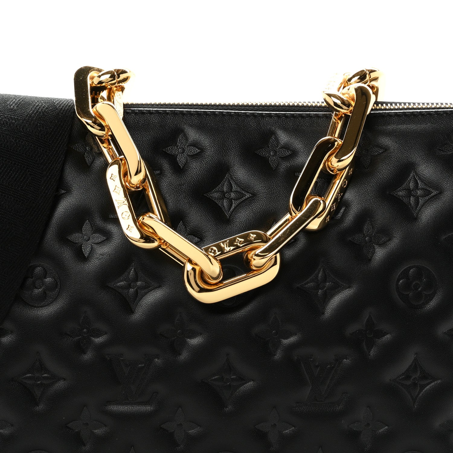Louis Vuitton Lambskin Embossed Monogram Coussin MM Black 7 of 9