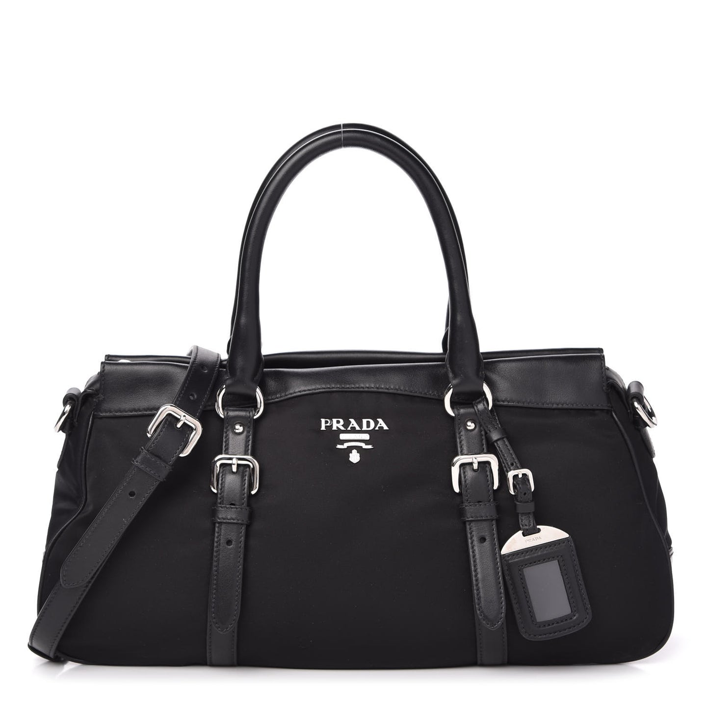 Nylon Tessuto Soft Calf Tote Black