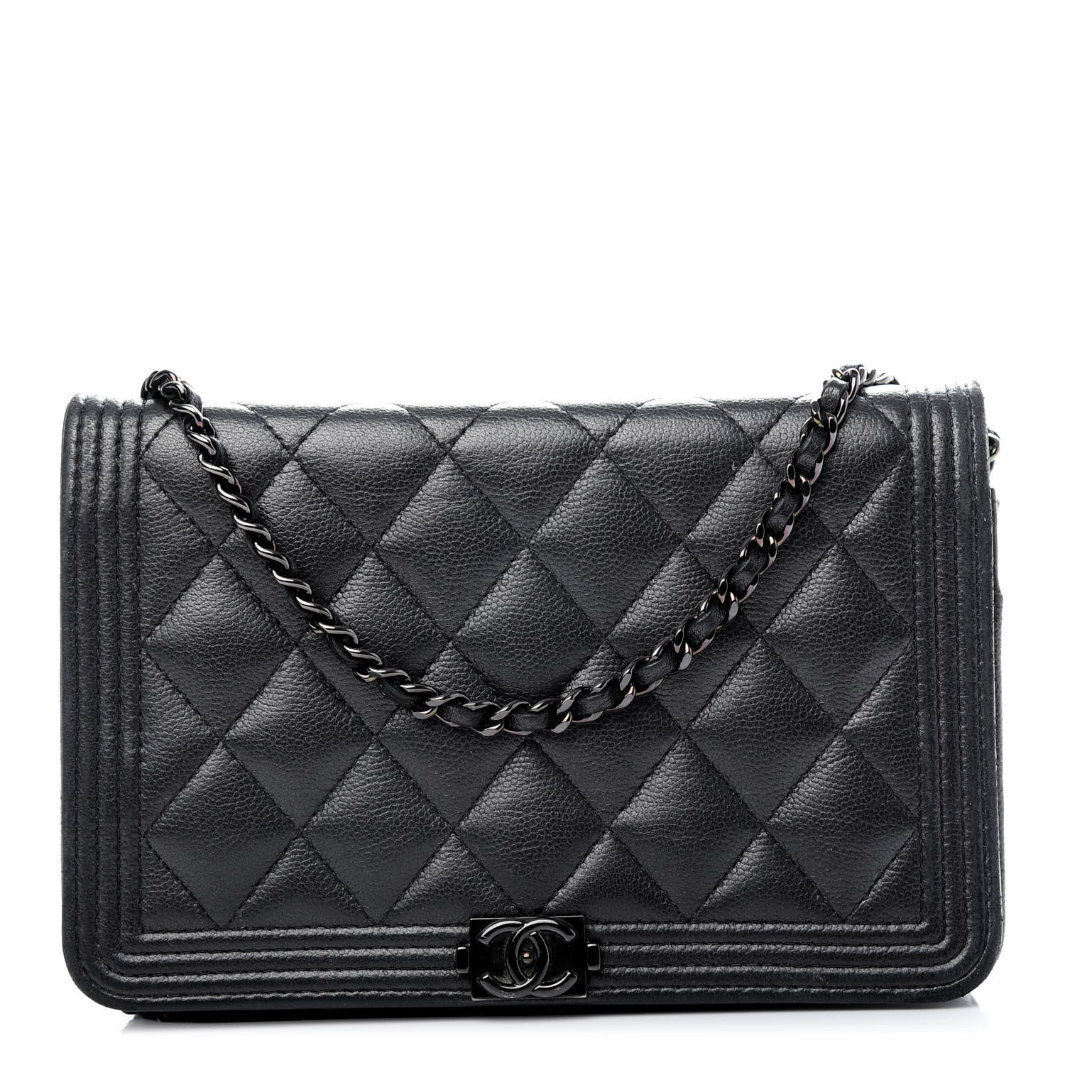 Chanel Caviar Quilted Boy Wallet On Chain WOC So Black 1 of 11