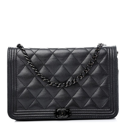 Chanel Caviar Quilted Boy Wallet On Chain WOC So Black 1 of 11