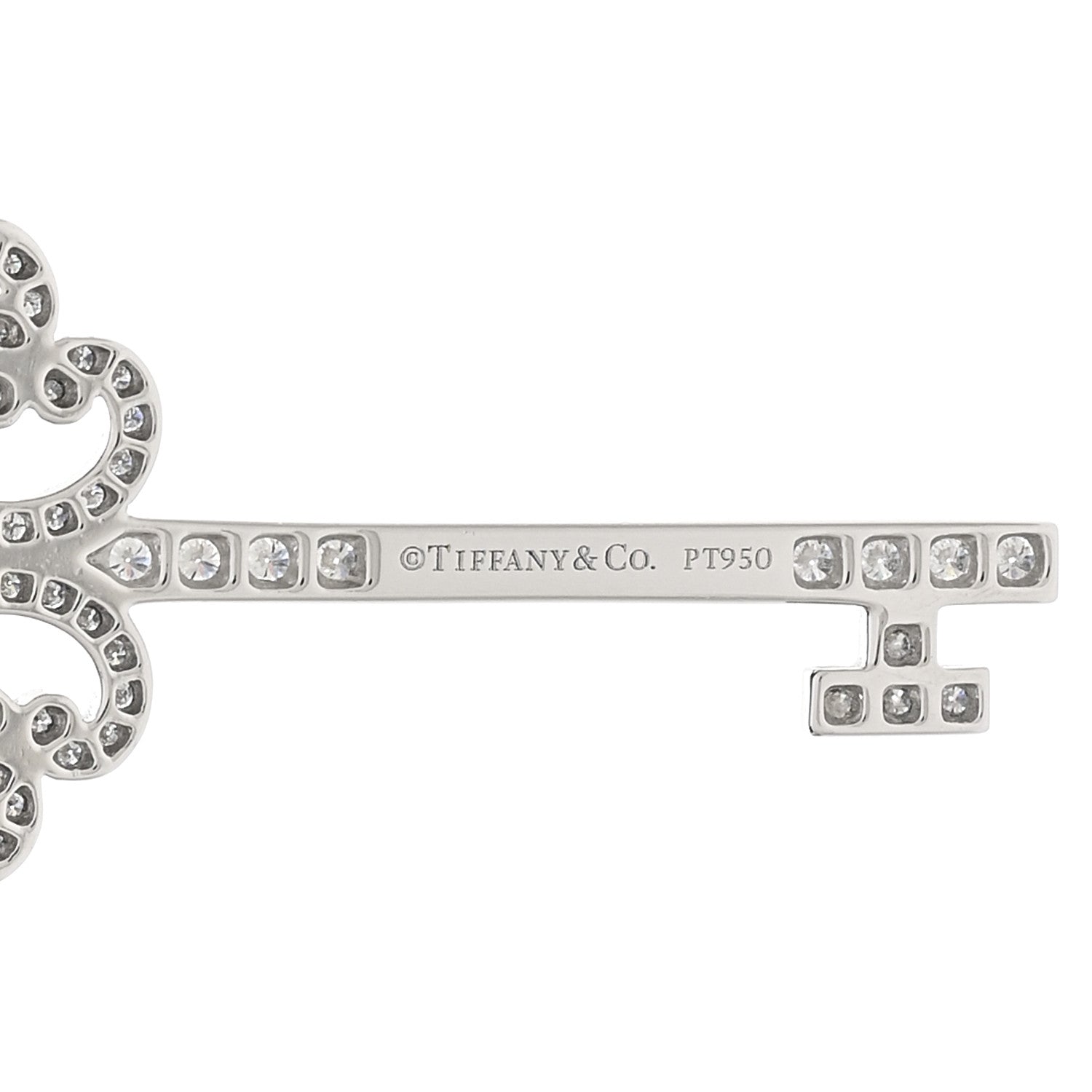Tiffany Platinum Diamond Enchant Quatra Heart Key Pendant 3 of 4