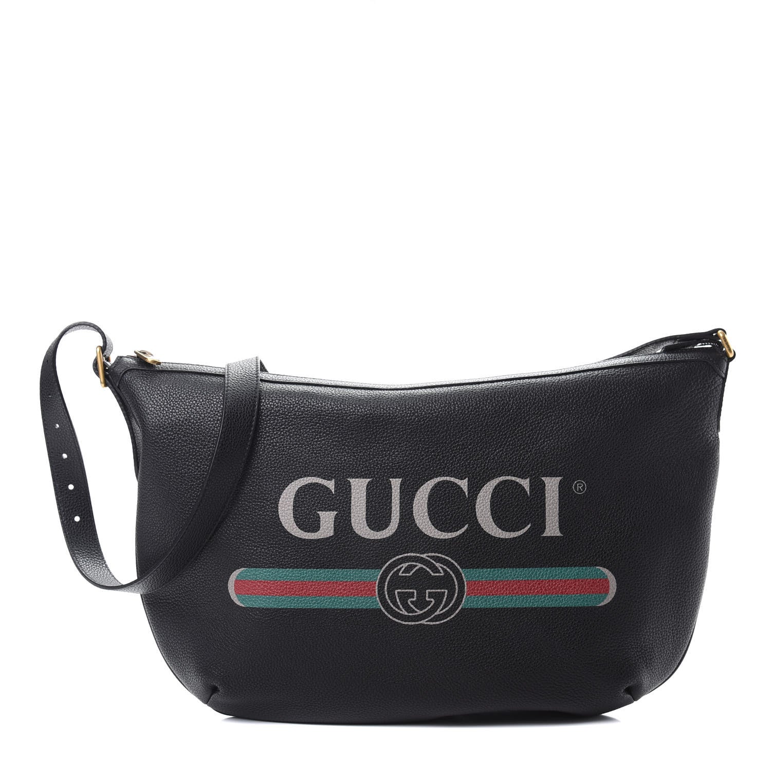 Gucci Grained Calfskin Logo Half Moon Hobo Black 1 of 12