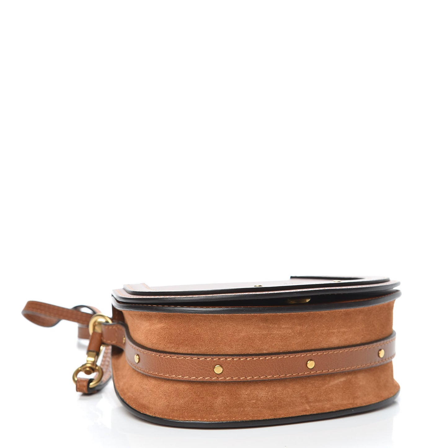 Calfskin Suede Small Nile Bracelet Bag Caramel
