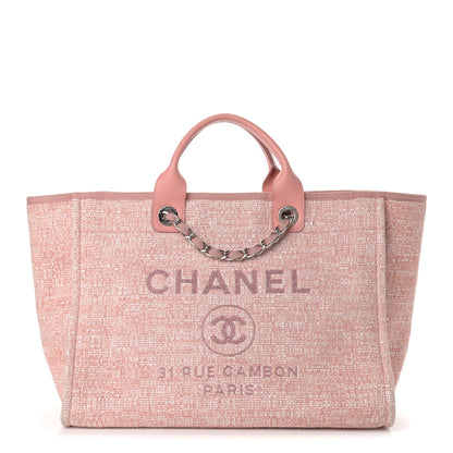 Chanel Straw Lurex Medium Deauville Tote Pink 1 of 10