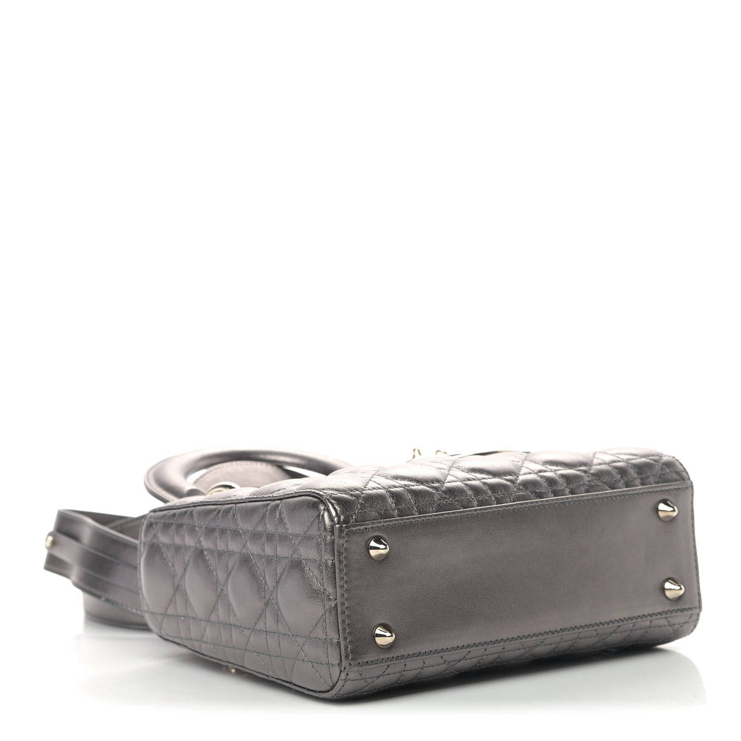 Christian Dior Metallic Grained Calfskin Cannage My ABCDior Lady Dior Gunmetal 3 of 5