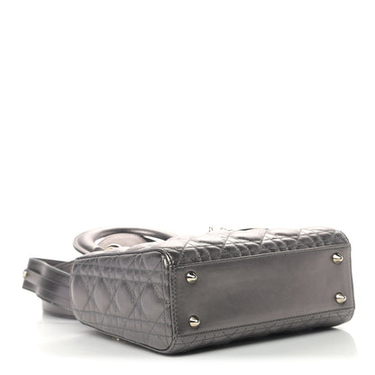 Christian Dior Metallic Grained Calfskin Cannage My ABCDior Lady Dior Gunmetal 3 of 5