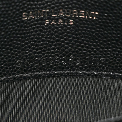 Saint Laurent Grain De Poudre Matelasse Chevron Monogram Monochrome Envelope Chain Wallet Black 8 of 16