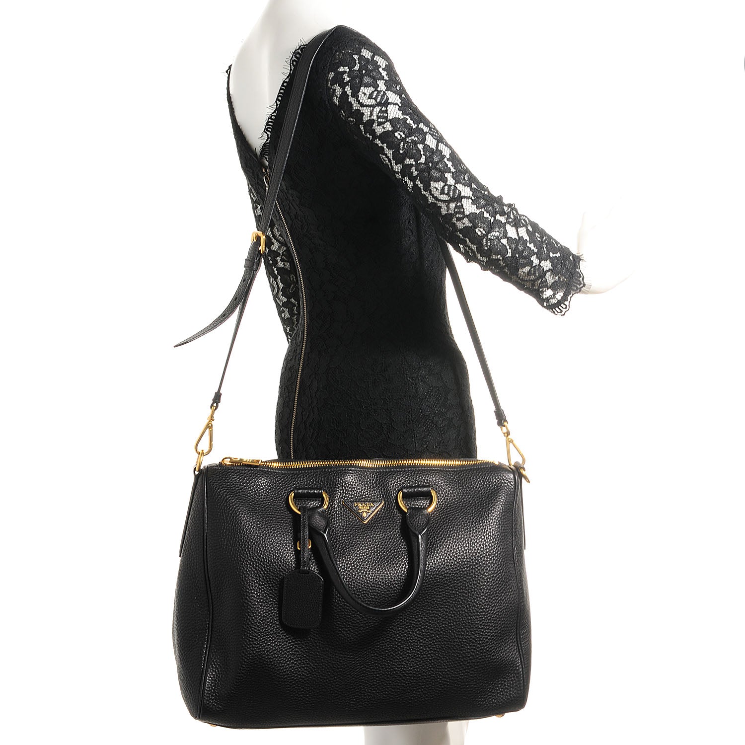 Prada Vitello Daino Shoulder Bag Nero Black 2 of 10