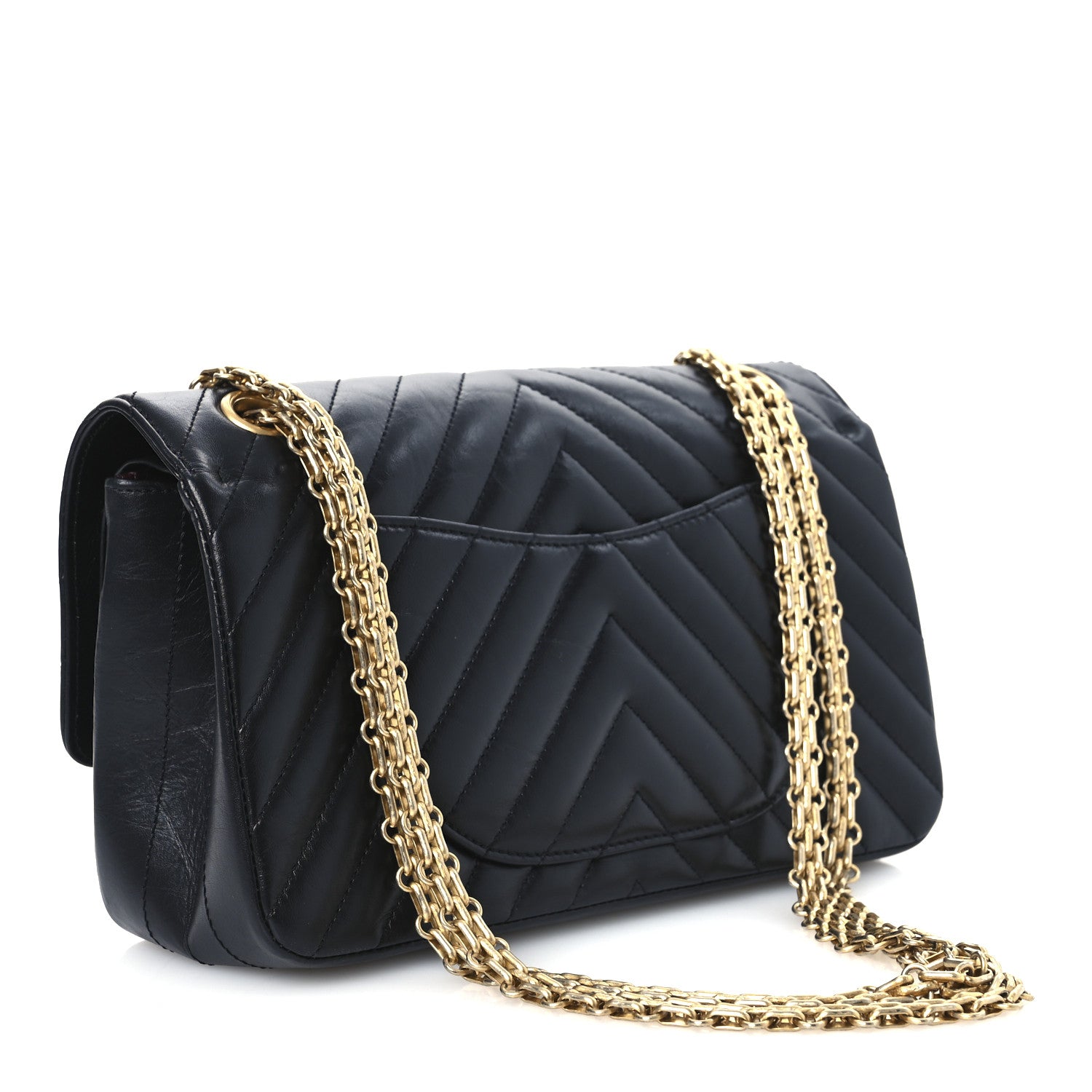 Chanel Aged Calfskin Chevron Quilted 2.55 Reissue 225 Flap Black 3 of 10