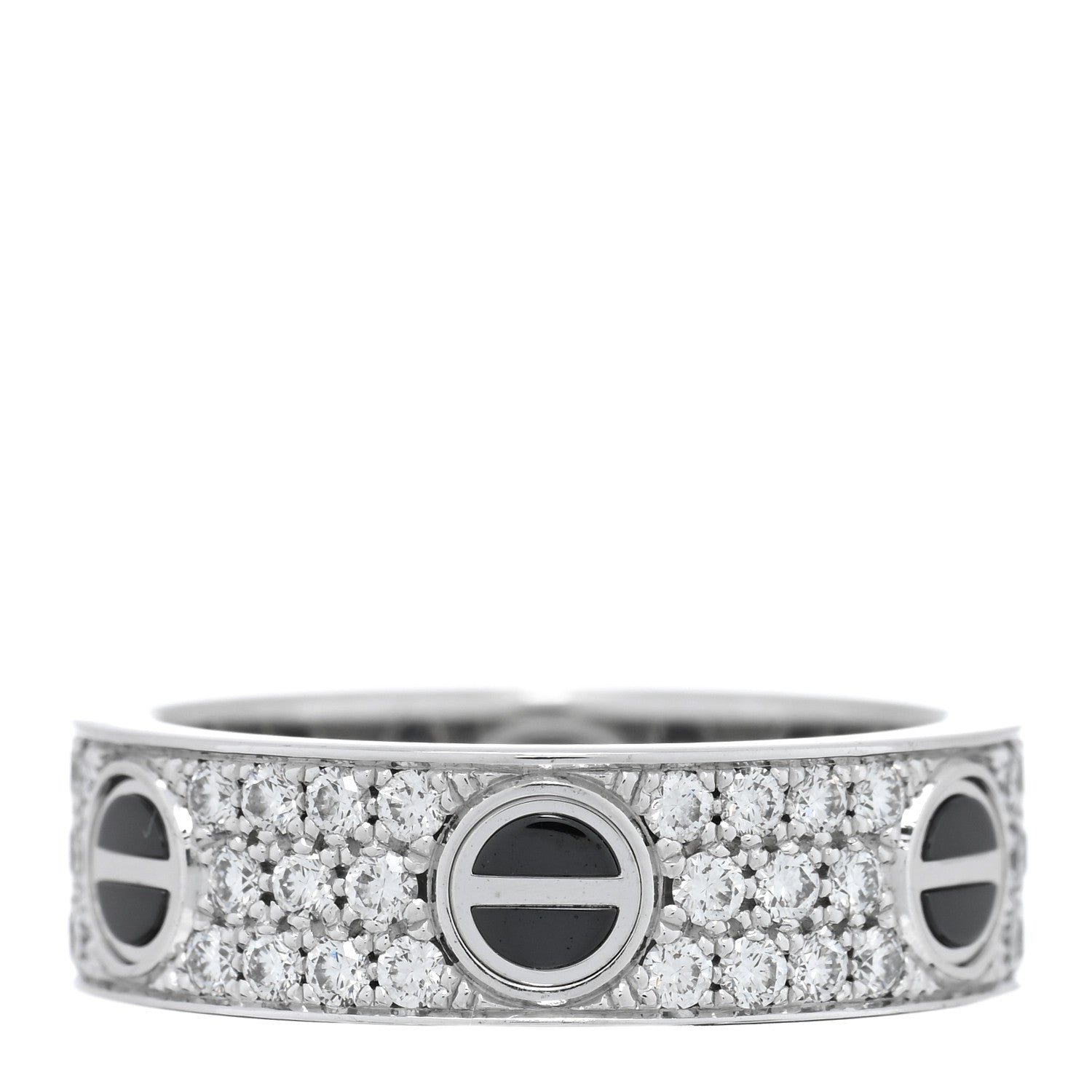 Cartier 18K White Gold Diamond Ceramic LOVE Paved Ring 57 8 3 of 5