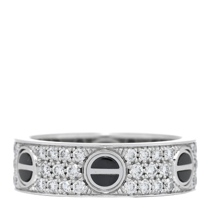 Cartier 18K White Gold Diamond Ceramic LOVE Paved Ring 57 8 3 of 5
