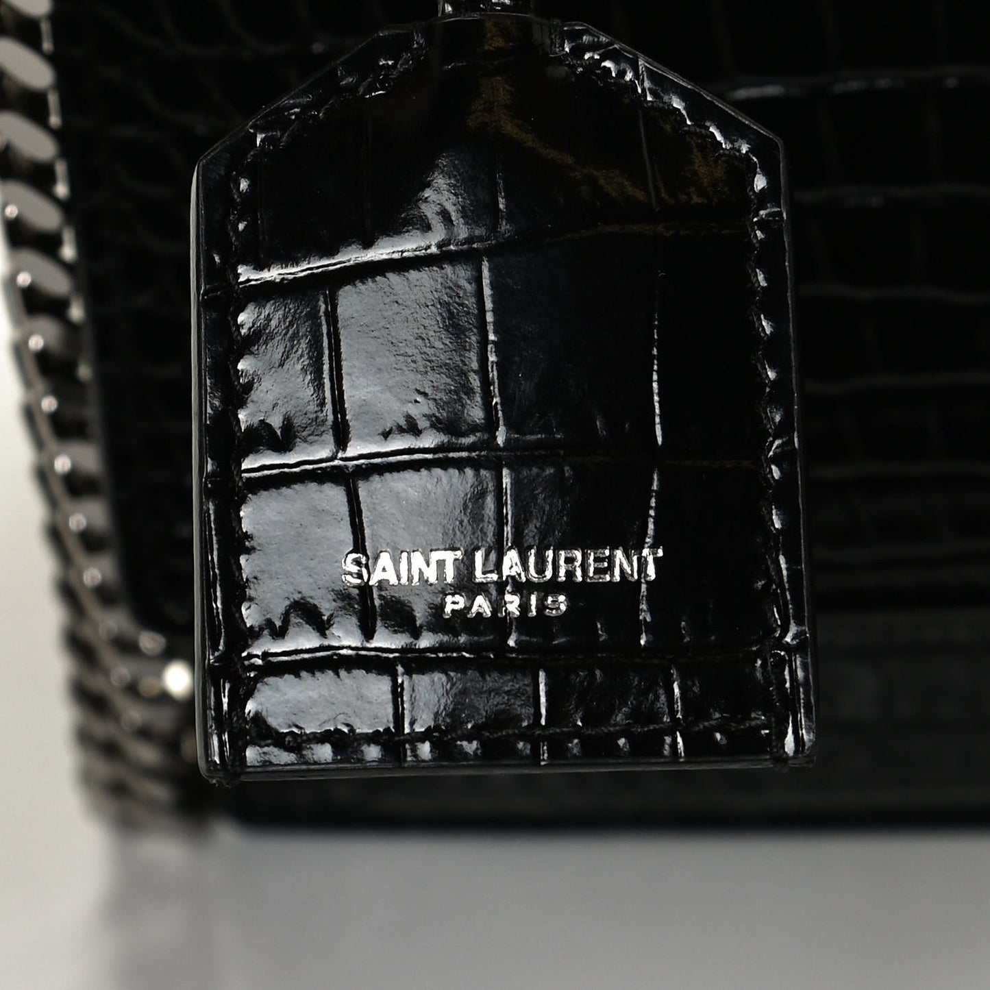 Calfskin Crocodile Embossed Medium Monogram Sunset Black